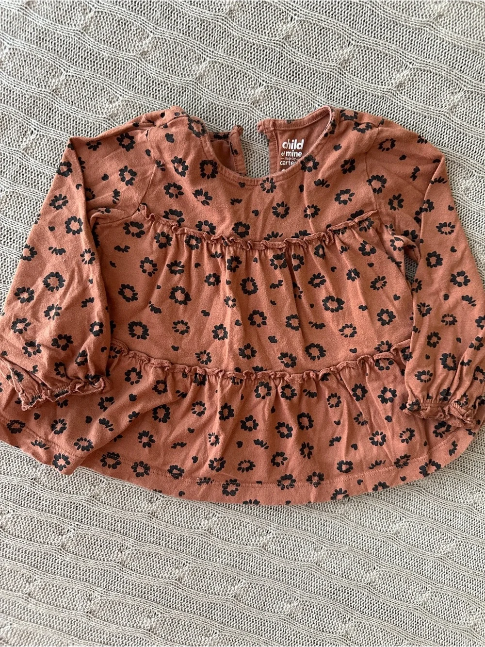 EUC Carter’s Baby Girl Outfit Set, Rust & Black Floral Ruffle, 24 Months